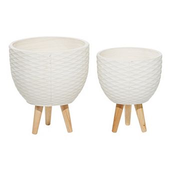 Stella & Eve Textured Contemporary Planter Floor Decor 2 pc Set