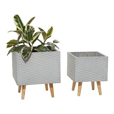 Stella & Eve Square Textured Contemporary Planter Floor Decor 2-piece Set