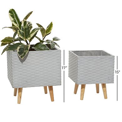 Stella & Eve Square Textured Contemporary Planter Floor Decor 2-piece Set