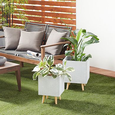 Stella & Eve Square Textured Contemporary Planter Floor Decor 2-piece Set