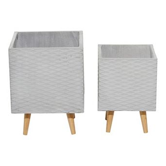 Stella & Eve Square Textured Contemporary Planter Floor Decor 2 pc Set