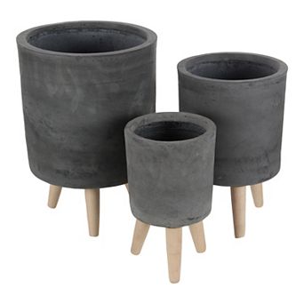 Stella & Eve Black Contemporary Planter Floor Decor 3 pc Set