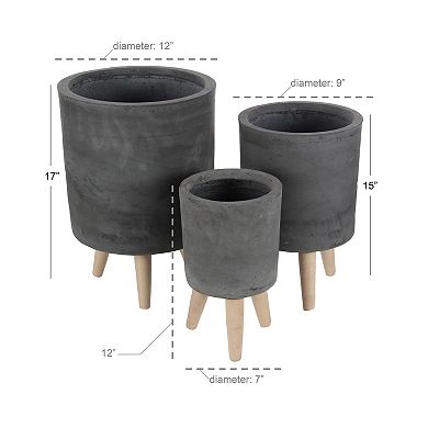 Stella & Eve Black Contemporary Planter Floor Decor 3-piece Set