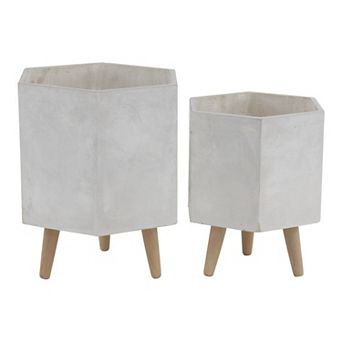 CosmoLiving by Cosmopolitan Hexagon Planter Floor Decor 2 pc Set