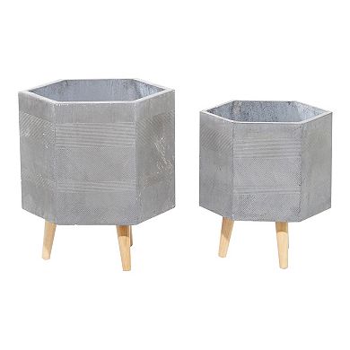 Stella & Eve White Contemporary Hexagon Planter Floor Decor 2-piece Set