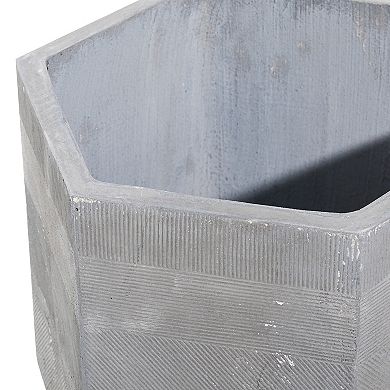 Stella & Eve White Contemporary Hexagon Planter Floor Decor 2-piece Set