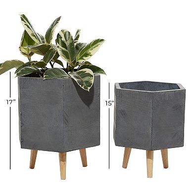 Stella & Eve White Contemporary Hexagon Planter Floor Decor 2-piece Set
