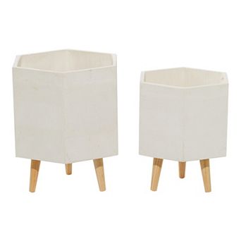 Stella & Eve White Contemporary Hexagon Planter Floor Decor 2 pc Set