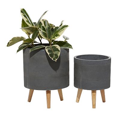 Stella & Eve Contemporary White Planter Floor Decor 2-piece Set