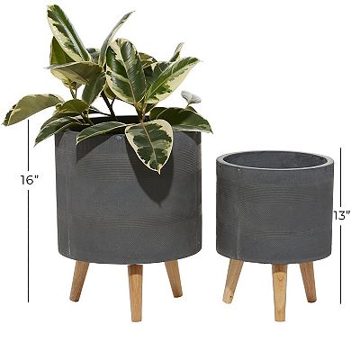 Stella & Eve Contemporary White Planter Floor Decor 2-piece Set