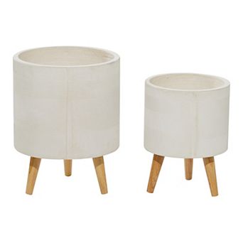 Stella & Eve Contemporary White Planter Floor Decor 2 pc Set