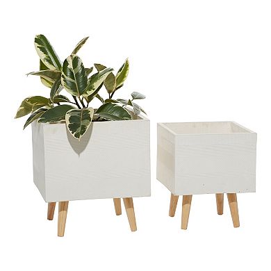 Stella & Eve Gray Faux Concrete Contemporary Planter Floor Decor 2-piece Set