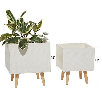 Stella & Eve Gray Faux Concrete Contemporary Planter Floor Decor 2-piece Set