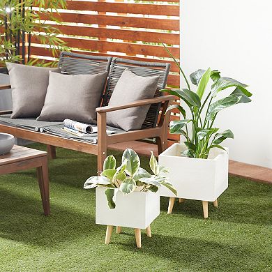 Stella & Eve Gray Faux Concrete Contemporary Planter Floor Decor 2-piece Set