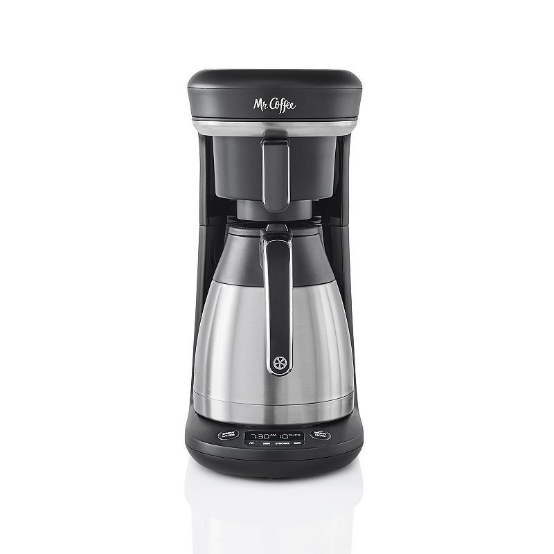 Mr. Coffee - Space-Saving Combo 10-Cup Coffee Maker and Pod Single Serve Brewer - Stainless-Steel/Black