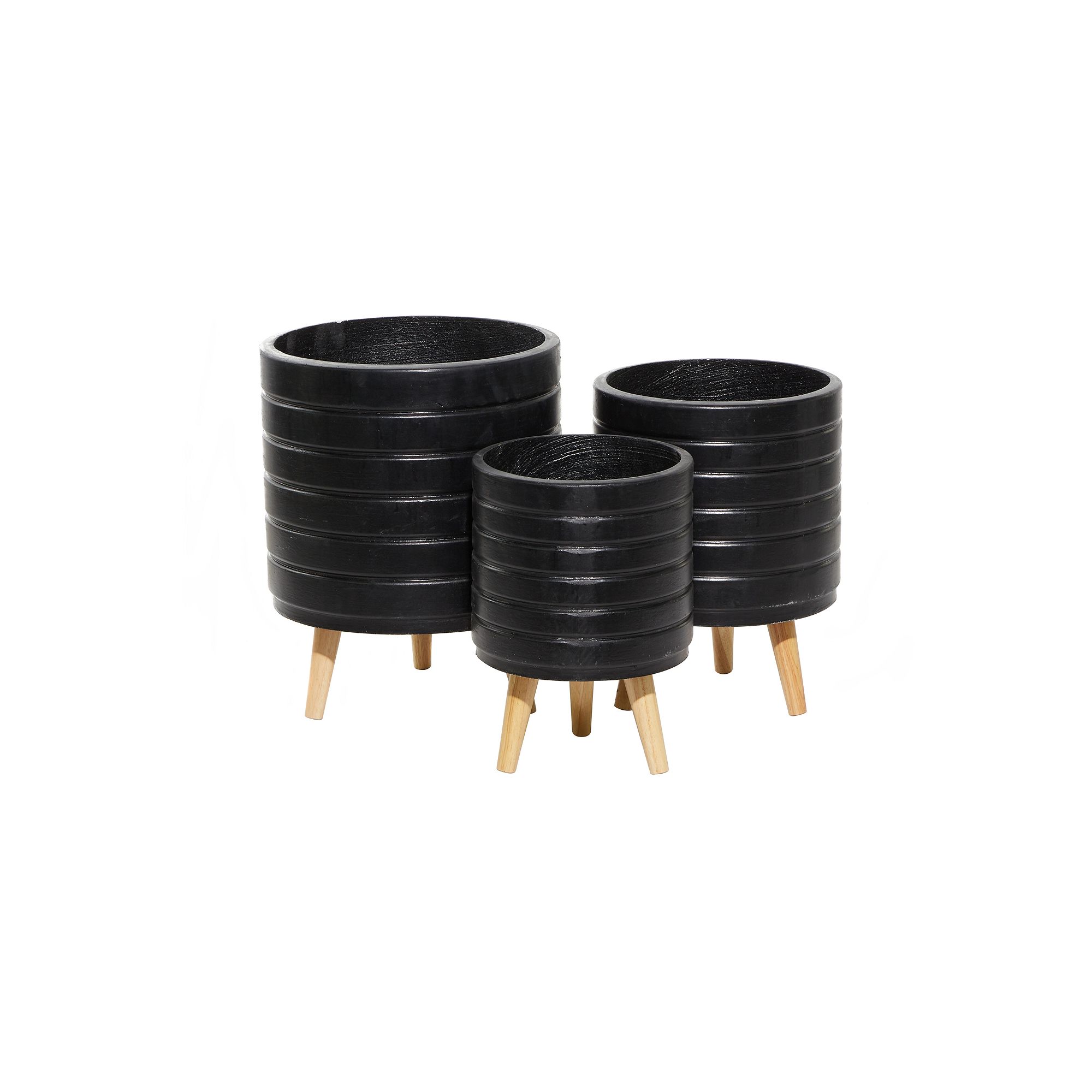 CosmoLiving by Cosmopolitan White Planter Floor Decor 3-piece Set, Black