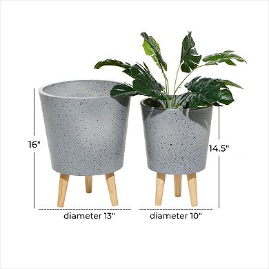 Stella & Eve White Speckled Contemporary Planter Floor Decor 2-piece Set