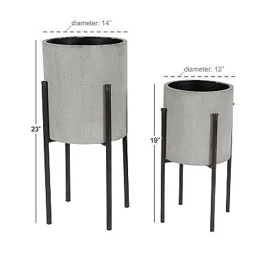 Stella & Eve Modern Gray Planter Floor Decor 2-piece Set