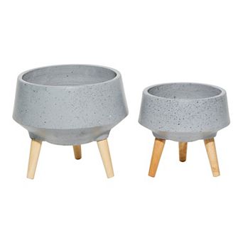 Stella & Eve White Speckled Contemporary Planter Table Decor 2 pc Set