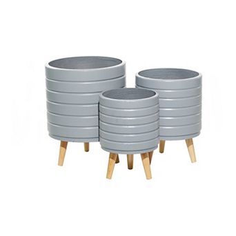 Stella & Eve Textured Gray Contemporary Planter Floor Decor 3 pc Set
