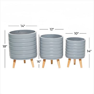 Stella & Eve Textured Gray Contemporary Planter Floor Decor 3-piece Set