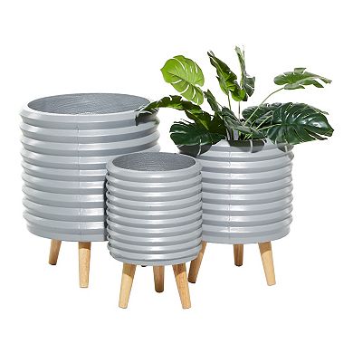 Stella & Eve Textured Gray Planter Floor Decor 3-piece Set