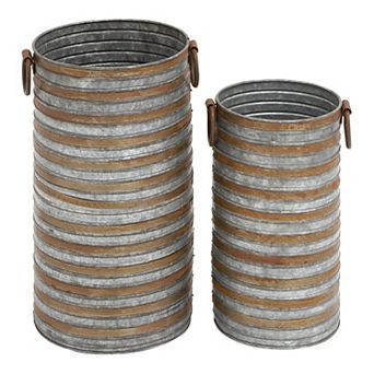 Stella & Eve Ribbed Cylinder Planter Floor Decor 2 pc Set