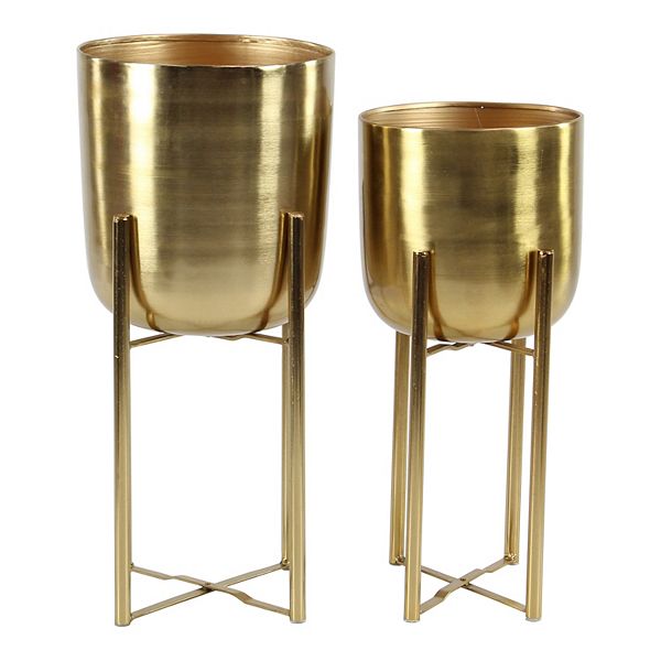 CosmoLiving by Cosmopolitan Metallic Planter Floor Decor 2-piece Set