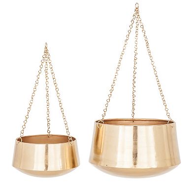 Stella & Eve Metallic Silver Finish Hanging Planter Wall Decor 2-piece Set