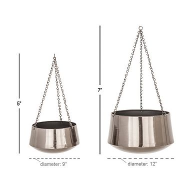 Stella & Eve Metallic Silver Finish Hanging Planter Wall Decor 2-piece Set