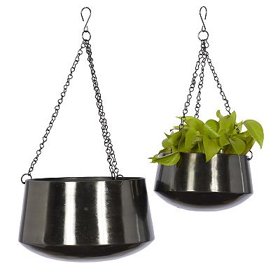 Stella & Eve Metallic Silver Finish Hanging Planter Wall Decor 2-piece Set