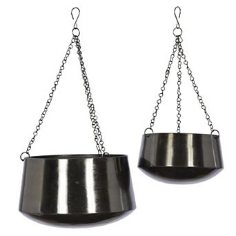 Stella & Eve Metallic Silver Finish Hanging Planter Wall Decor 2 pc Set