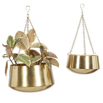 Stella & Eve Metallic Silver Finish Hanging Planter Wall Decor 2 pc Set