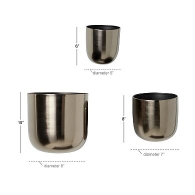 Stella & Eve Metallic Silver Finish Planter Wall Decor 3-piece Set
