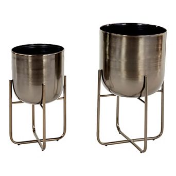 Stella & Eve Metallic Modern Planter Floor Decor 2 pc Set