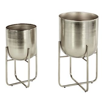 Stella & Eve Metallic Modern Planter Floor Decor 2 pc Set