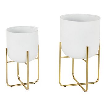 Stella & Eve Metallic Modern Planter Floor Decor 2 pc Set