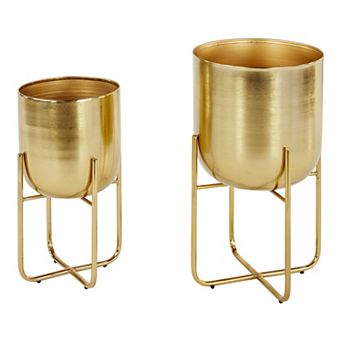 Stella & Eve Metallic Modern Planter Floor Decor 2 pc Set