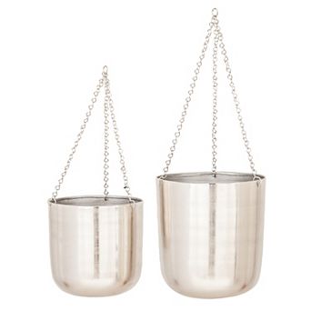 Stella & Eve Silver Finish Hanging Planter Wall Decor 2 pc Set