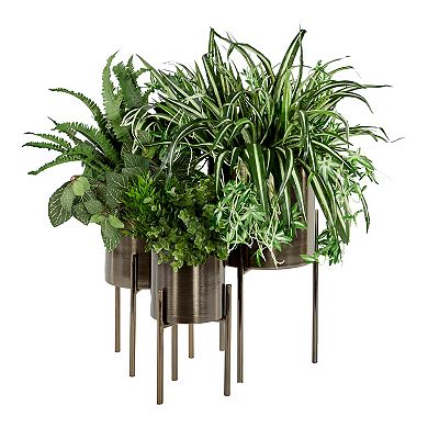 Stella & Eve Silver Finish Contemporary Planter Floor Decor 3-piece Set