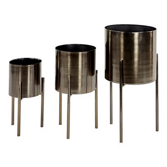 Stella & Eve Silver Finish Contemporary Planter Floor Decor 3 pc Set