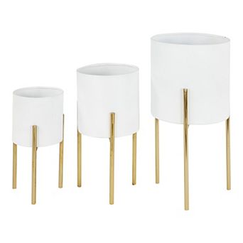 Stella & Eve Silver Finish Contemporary Planter Floor Decor 3 pc Set