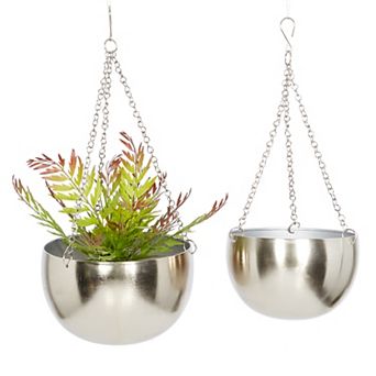 Stella & Eve Silver Finish Glam Hanging Planter Wall Decor 3 pc Set