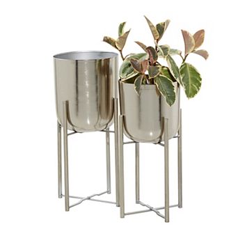 Stella & Eve Silver Finish Glam Planter Floor Decor 3 pc Set