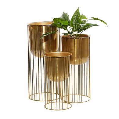 Stella & Eve Art Deco Inspired Planter Floor Decor 3-piece Set