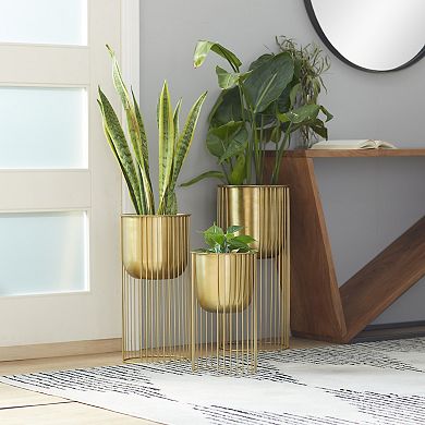 Stella & Eve Art Deco Inspired Planter Floor Decor 3-piece Set