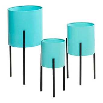 Stella & Eve Teal Contemporary Planter Floor Decor 3 pc Set