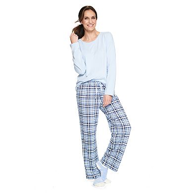 Petite Croft & Barrow® Long Sleeve Pajama Top & Pajama Pants Set