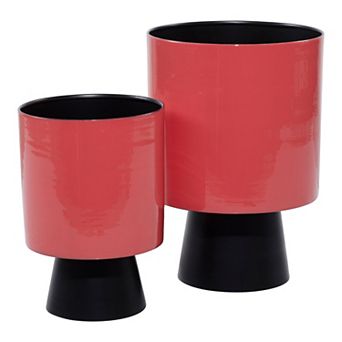Stella & Eve Red Black Modern Planter Floor Decor 2 pc Set