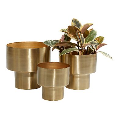 Stella & Eve Gold Finish Chic Planter Table Decor 3-piece Set